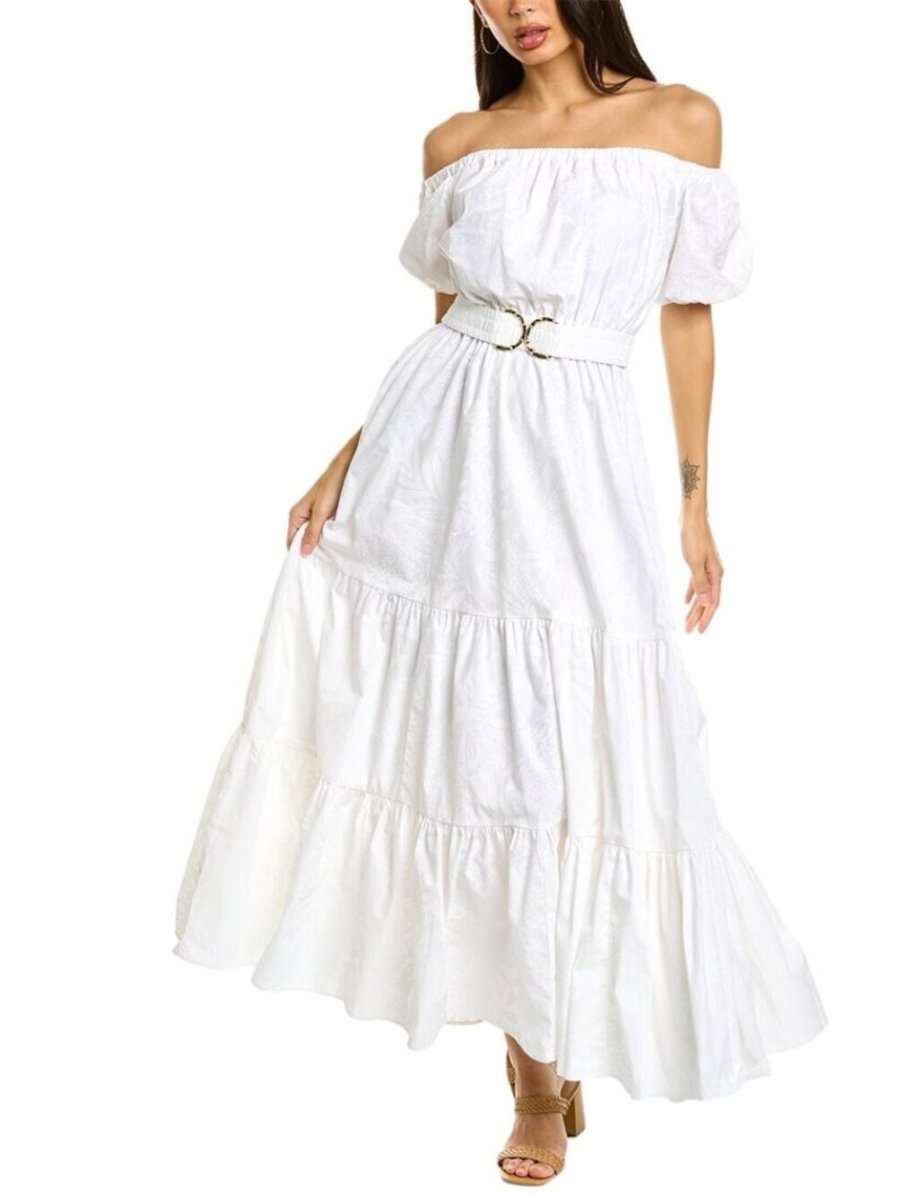 NWTLilly Pulitzer Nessa Off the Shoulder Maxi Dress White Jungle Cabana Size XXS